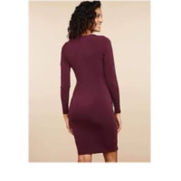 Motherhood Maternity Ruched Burgundy Knee Length Long Sleeve Dress Size Large - Picture 2 of 7